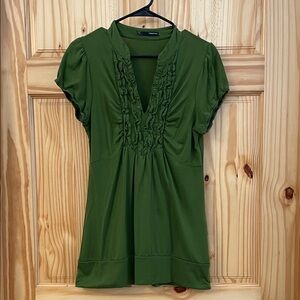 Maurice’s Olive Green Ruffle V-Neck Tunic Top